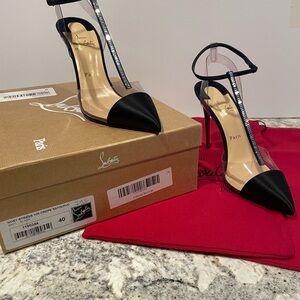 Christian Louboutin Black and Clear Heels